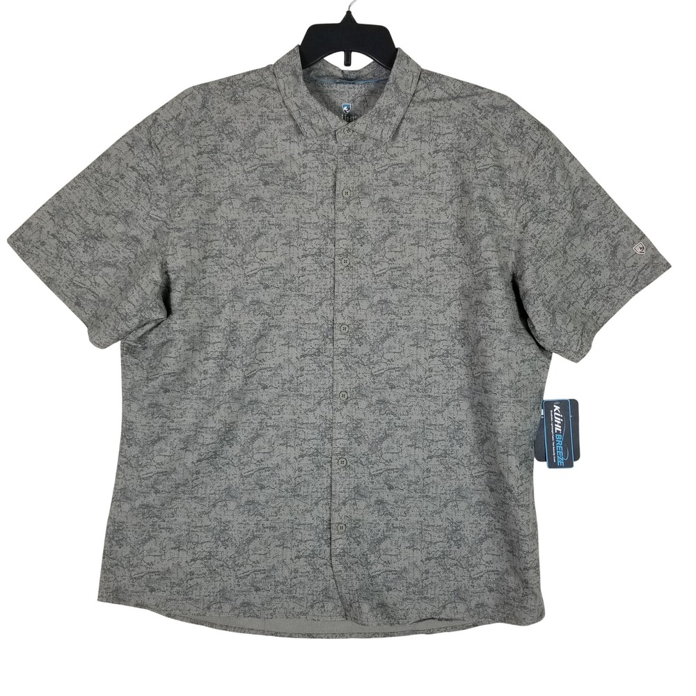 Kuhl Breeze Shirt Men XXL Outback Khaki Short Sleeve Breathable Button Down NEW